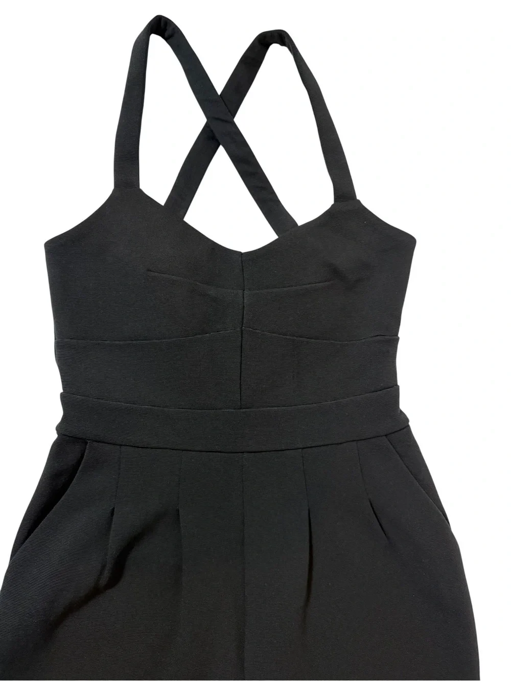 Anthropologie Black Jumpsuit Size XS Sleeveless Cross Back Elegant Romper.